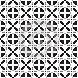 Gothic Cross in the circle seamless pattern. Popular motiff in Medieval european and Byzantine art.