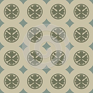 Gothic Cross in the circle seamless pattern. Popular motiff in Medieval european and Byzantine art.