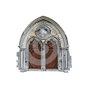 Gothic door isolated on white background