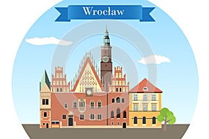 Gothic facade of historic Town Hall of Wroclaw