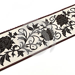 Gothic floral pattern trim on white background