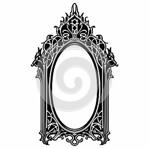 Gothic Frame Wall Art Vector - Mirror Illustration In Distinct Stylistic Range