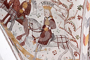 Gothic fresco of Balthasar, one of the three holy kings