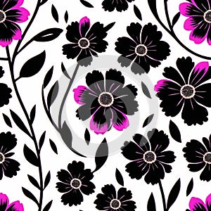 Gothic funky wallpaper, mystical seamless pattern, vintage floral background Skulls Generative AI