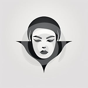 Gothic Futurism Woman Silhouette Icon: Minimalist Designer Icon With Timeless Beauty