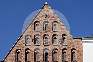 Gothic gable of tenement house next to Collegium Maius, view from Saint Mary Magdalene Square, Krakow, Poland