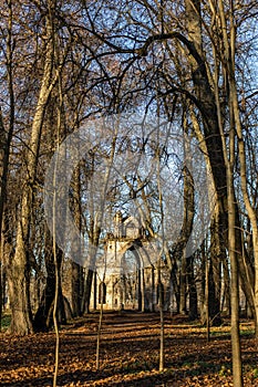 Gothic gate. Clock tower.The Demidovs' estate. long-range plan