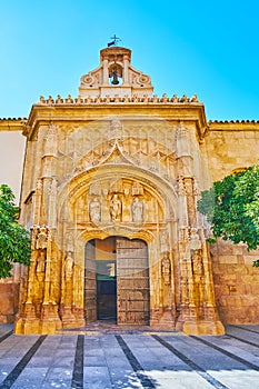 The Gothic gate of former San Sebastian Hospital, Cordoba, Spain