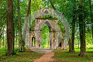 Gothic gate. Homestead Demidov. Taytsy. Leningrad region. Russia