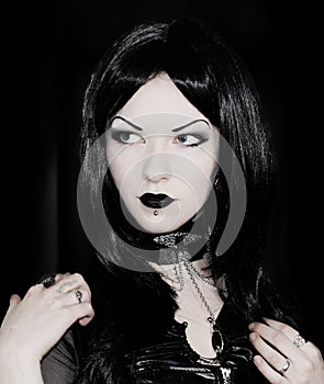 Gothic girl in black