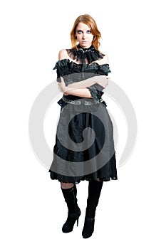 Gothic girl in black dress