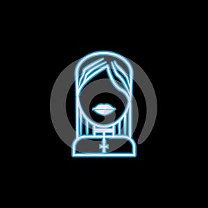 gothic girl icon in neon style. One of Life style collection icon can be used for UI, UX