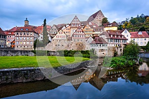 Gothic houses in Schwabisch Hall historical Old town, Germany