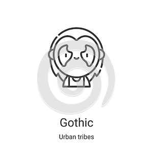 gothic icon vector from urban tribes collection. Thin line gothic outline icon vector illustration. Linear symbol for use on web