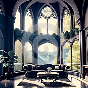 Gothic living room. Generative AI