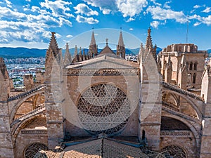 Gothic medieval cathedral of Palma de Mallorca in Spain