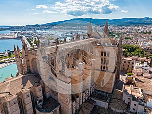 Gothic medieval cathedral of Palma de Mallorca in Spain