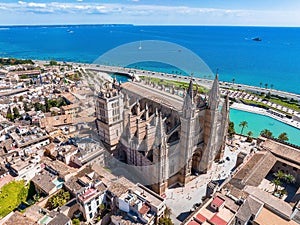 Gothic medieval cathedral of Palma de Mallorca in Spain