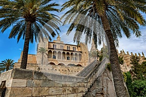 Gothic medieval Royal Palace of La Almudaina. Palma de Mallorca. Balearic Islands Spain