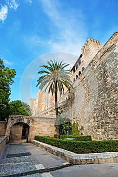 Gothic medieval Royal Palace of La Almudaina. Palma de Mallorca. Balearic Islands Spain