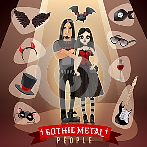 Gothic Metal People Subculture Illustration