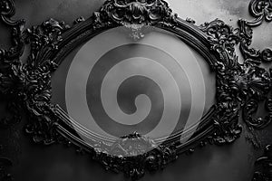 Gothic Mirror with Frame Against Black Wall
