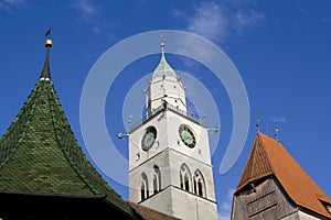 Gothic MÃÂ¼nster St. Nikolaus Tower in ÃÅberlingen photo
