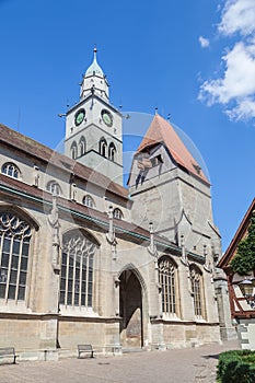 Gothic MÃÂ¼nster St. Nikolaus Tower in ÃÅberlingen. photo