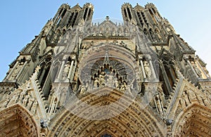 Gothic Notre-Dame Cathedral in Reims (France)