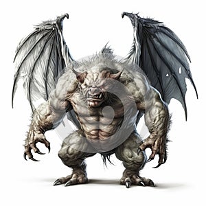 Gothic Ogre With Wings: A Realistic Portrayal Of Dark Intensity