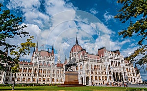 Gothic old building of the Hungarian parliament, Budapest