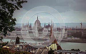 Gothic old building of the Hungarian parliament, Budapest