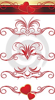 Gothic ornament with hearts. Patterns