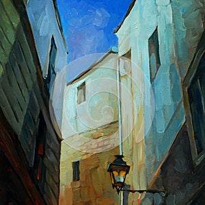 In gothic quarter of barcelona, painting