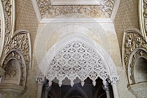 Gothic revival interiors in Monserrate palace, Sintra, Portugal photo