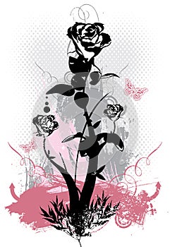 Gothic Roses floral grunge vector illustration