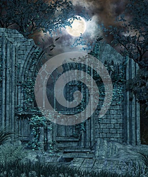 Gothic Ruin at Night