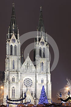 Gothic St. Ludmila church in Prague