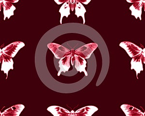 Gothic style seamless pattern with soft edged butterflies . Halloween themed graphic print for clothing, fabric photo
