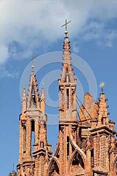 Gothic towers of St. Anna Church, Vilnius, Lithuania.