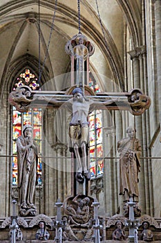 Gothic Triumphal cross sculptural group, in the Halberstadt Cathedral, Germany