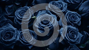 Gothic Undertones: Dark Blue Roses In A Poetcore Style