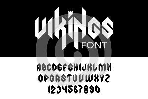 Gothic Vector Font Condensed Bold. Viking Celtic Medieval Barbarian Scandinavian style Letters Numbers