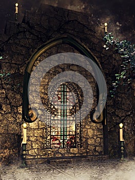 Gothic wall with an ornamented window