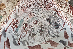 Gothic wall painting of the Epiphany