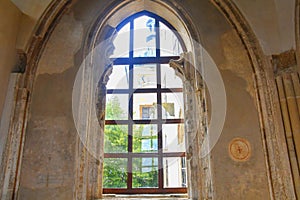 Gothic window in Buchlov castle. Region South Moravia, Czech Republic photo