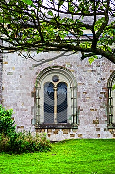 Gothic window detail of the mansion at Margam Park