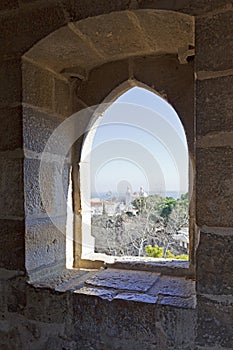 Gothic window Lisbon Castle