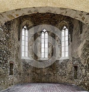 Gothic windows at castle