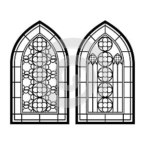 Gothic windows. Vintage frames. Church stained-glass windows